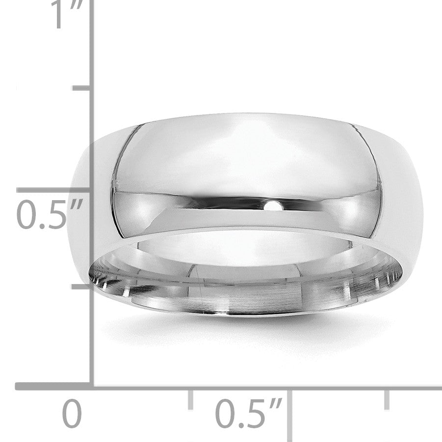 Sterling Silver Rhodium-plated 8mm Comfort Fit Size 13 Band