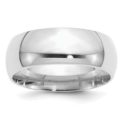 Sterling Silver Rhodium-plated 8mm Comfort Fit Size 13 Band