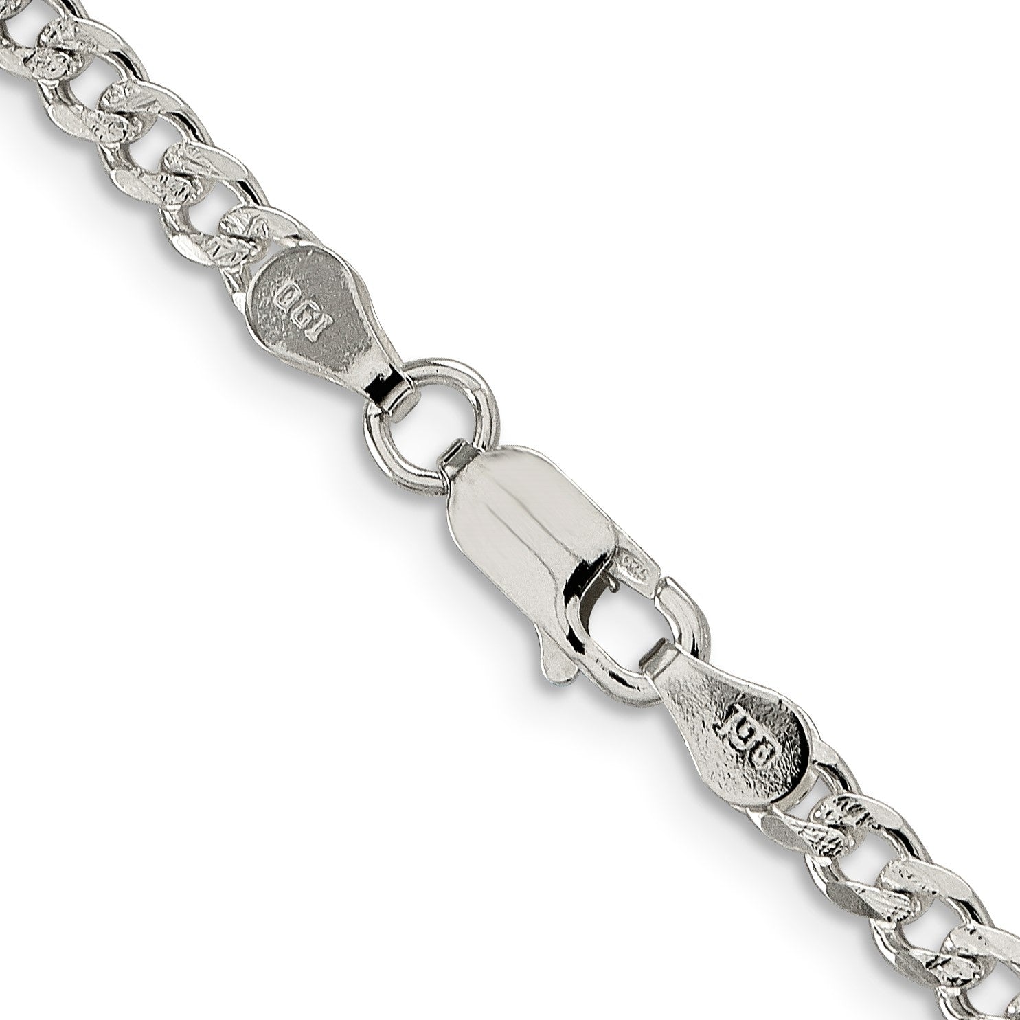 Sterling Silver 3.8mm Pav� Curb Chain