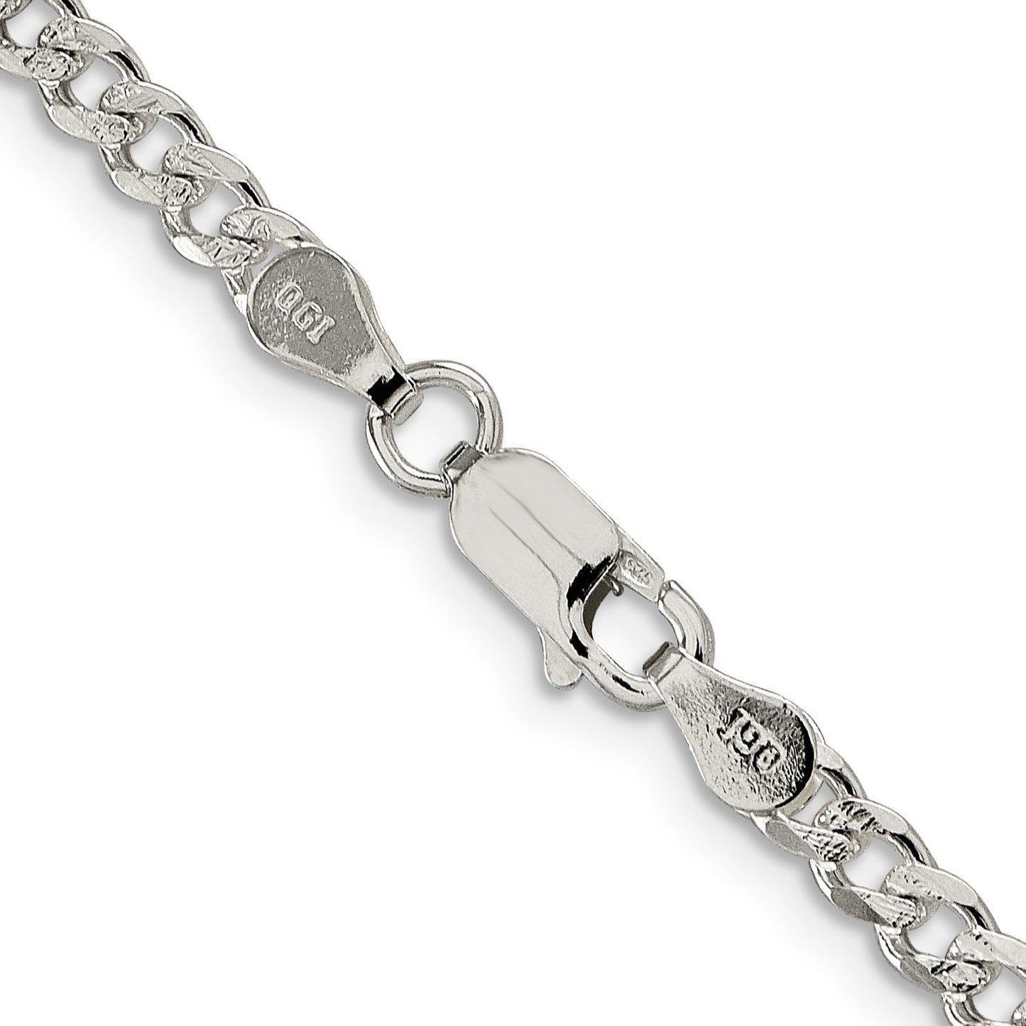 Sterling Silver 3.8mm Pav� Curb Chain