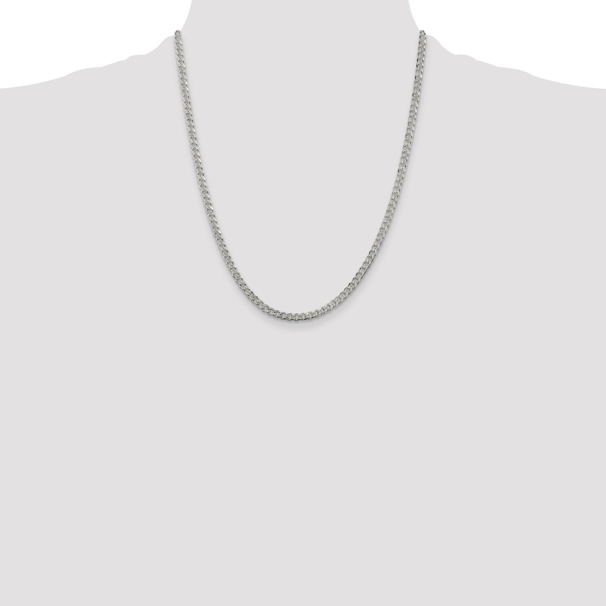 Sterling Silver 3.8mm Pav� Curb Chain
