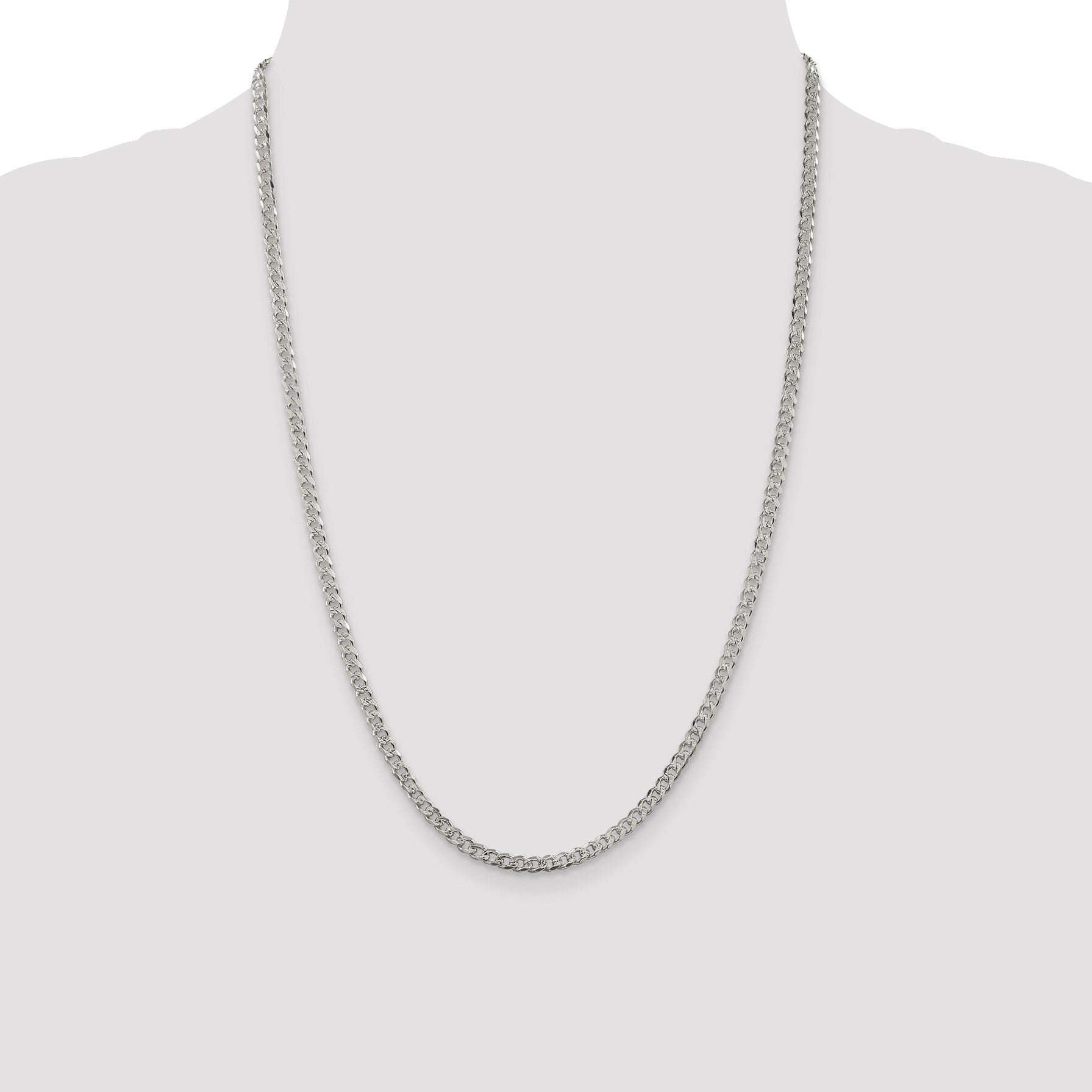 Sterling Silver 3.8mm Pav� Curb Chain