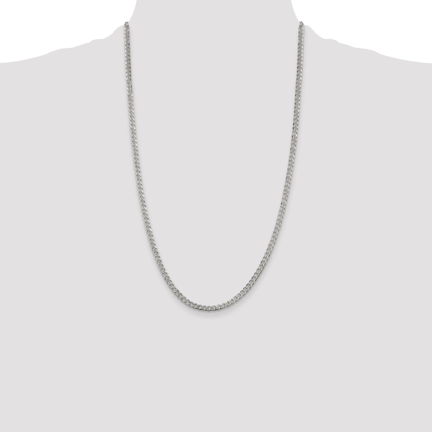 Sterling Silver 3.8mm Pav� Curb Chain