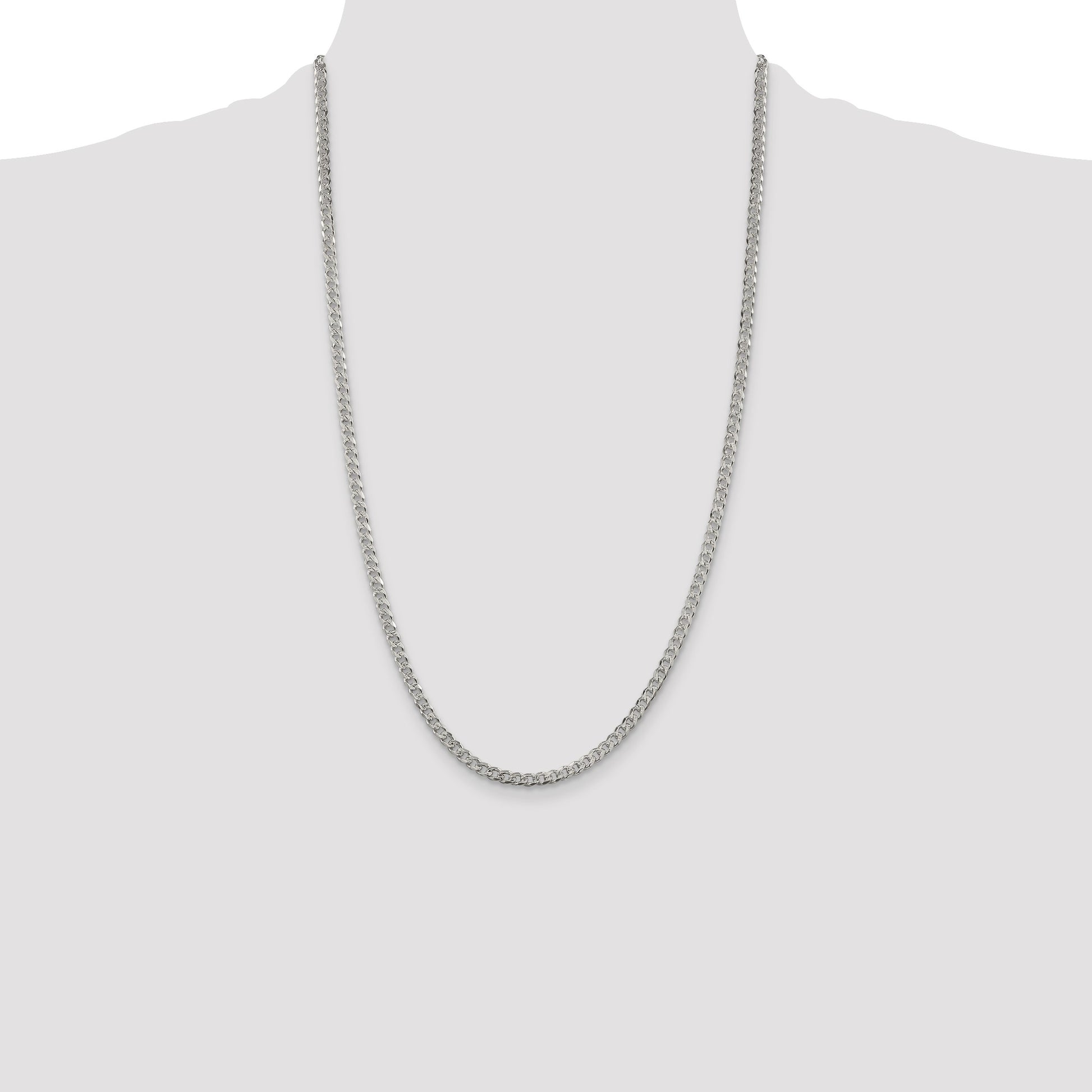 Sterling Silver 3.8mm Pav� Curb Chain