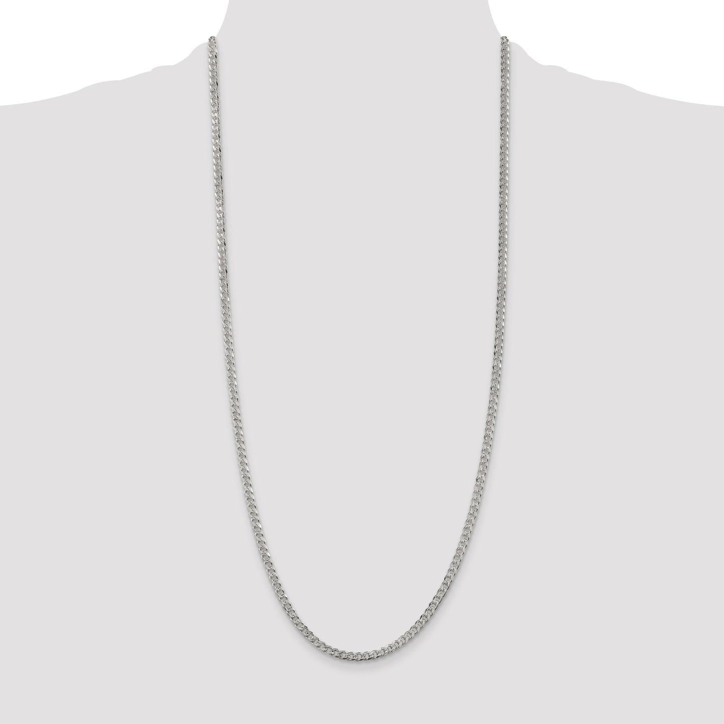 Sterling Silver 3.8mm Pav� Curb Chain