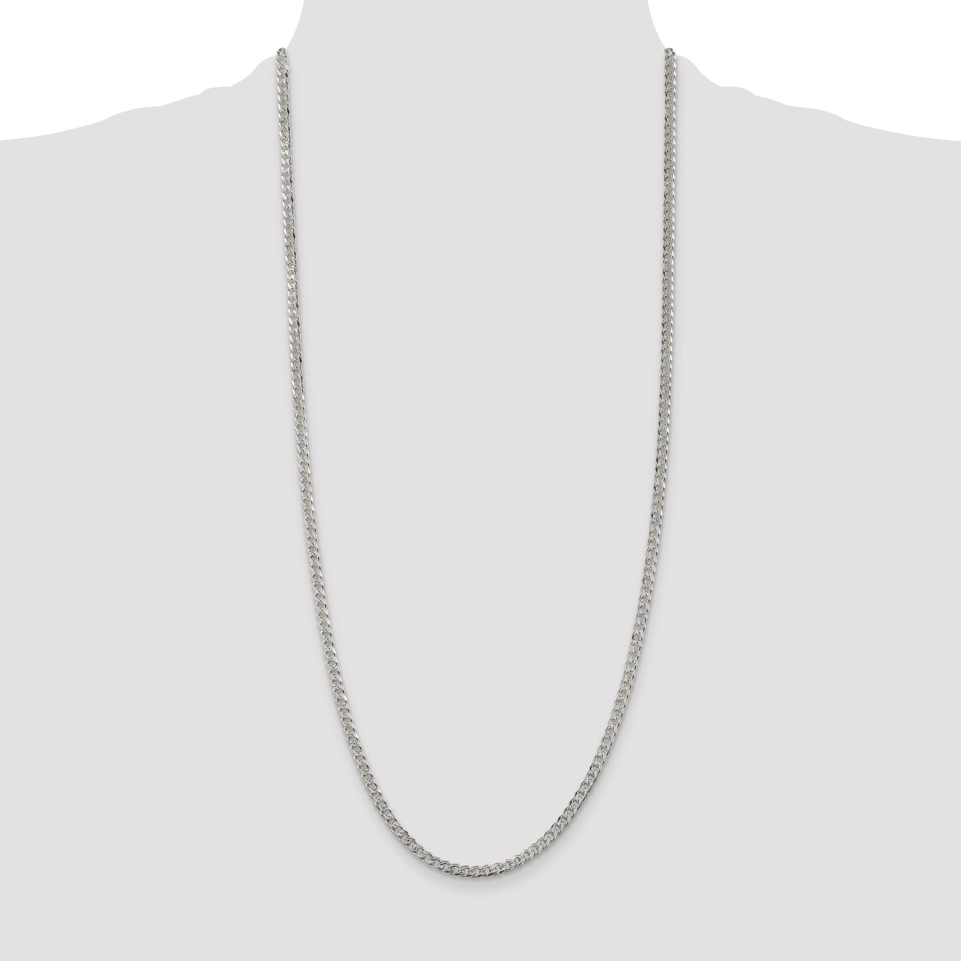 Sterling Silver 3.8mm Pav� Curb Chain