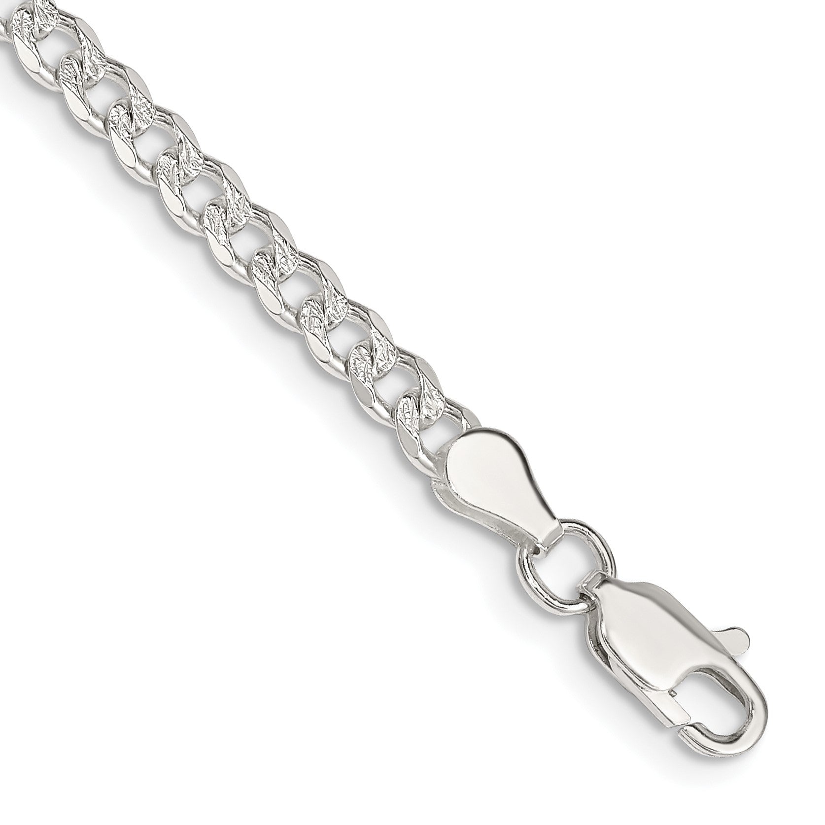 Sterling Silver 3.8mm Pav� Curb Chain