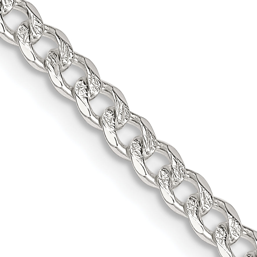 Sterling Silver 3.8mm Pav� Curb Chain
