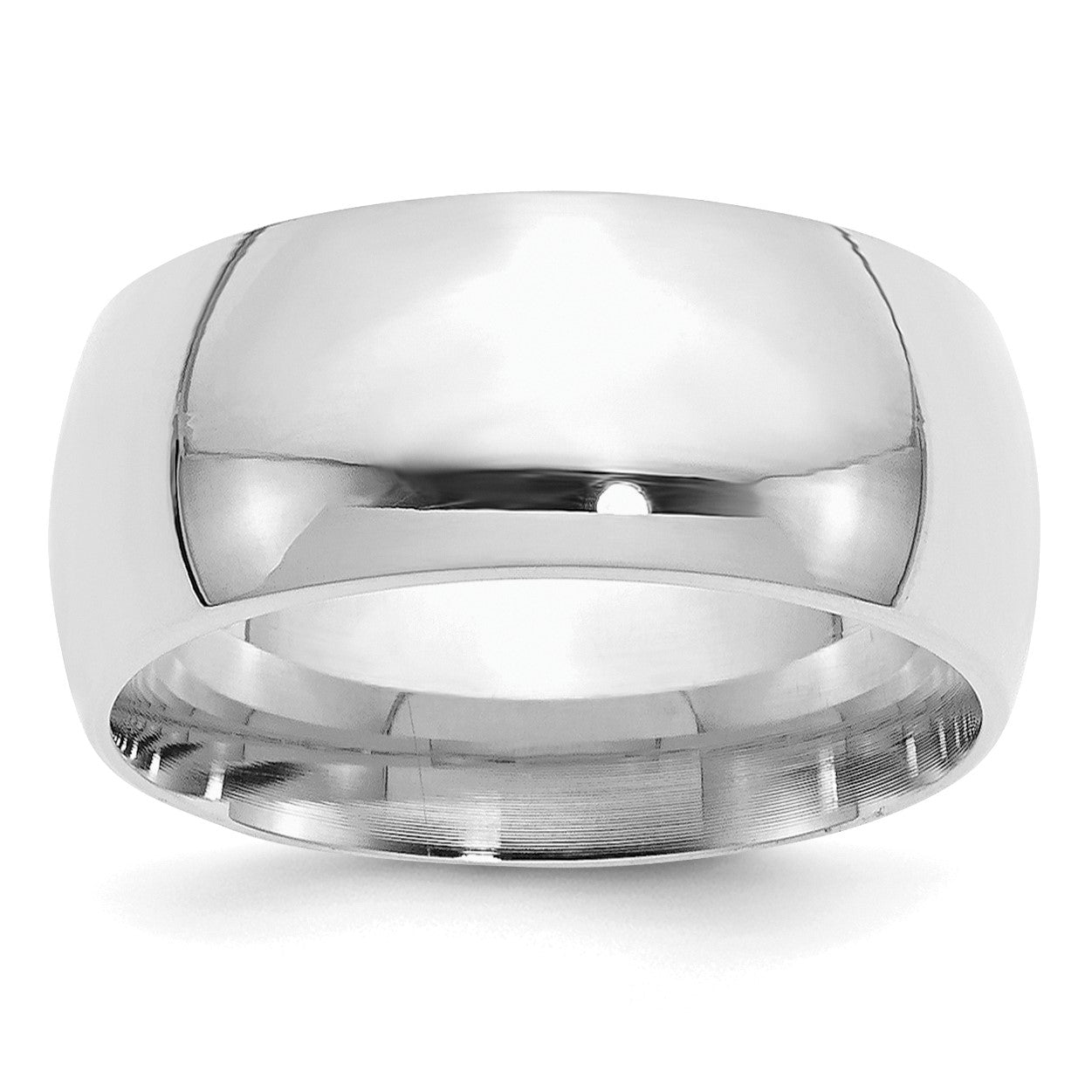 Sterling Silver Rhodium-plated 10mm Comfort Fit Size 7 Band