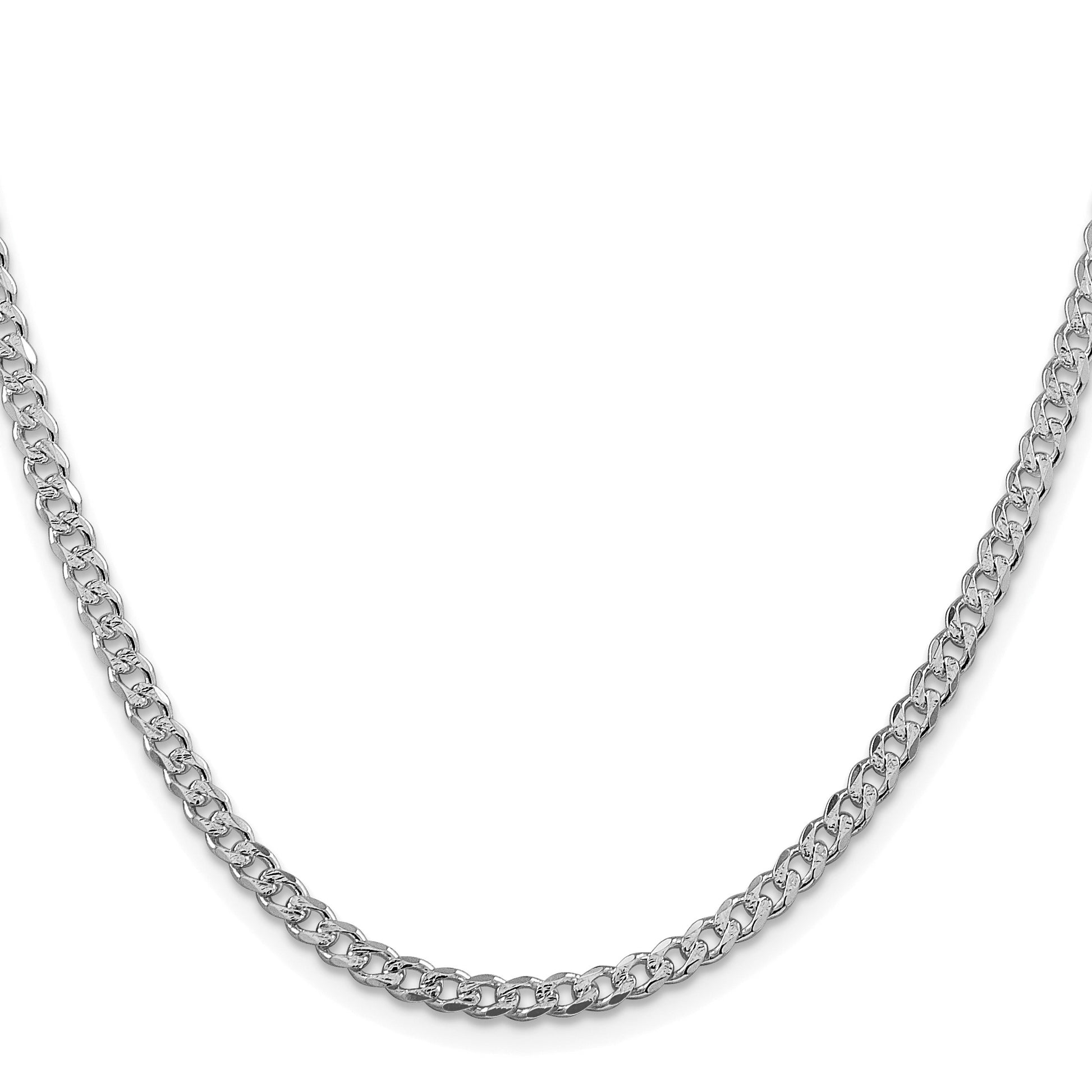 Sterling Silver Rhodium-plated 3.8mm Pav� Curb Chain