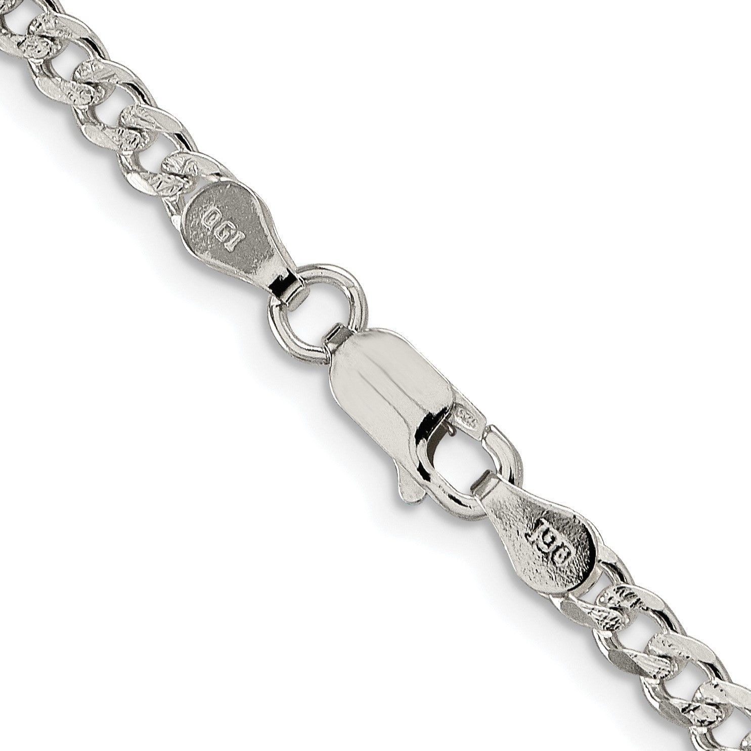 Sterling Silver Rhodium-plated 3.8mm Pav� Curb Chain