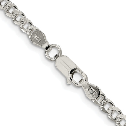 Sterling Silver Rhodium-plated 3.8mm Pav� Curb Chain