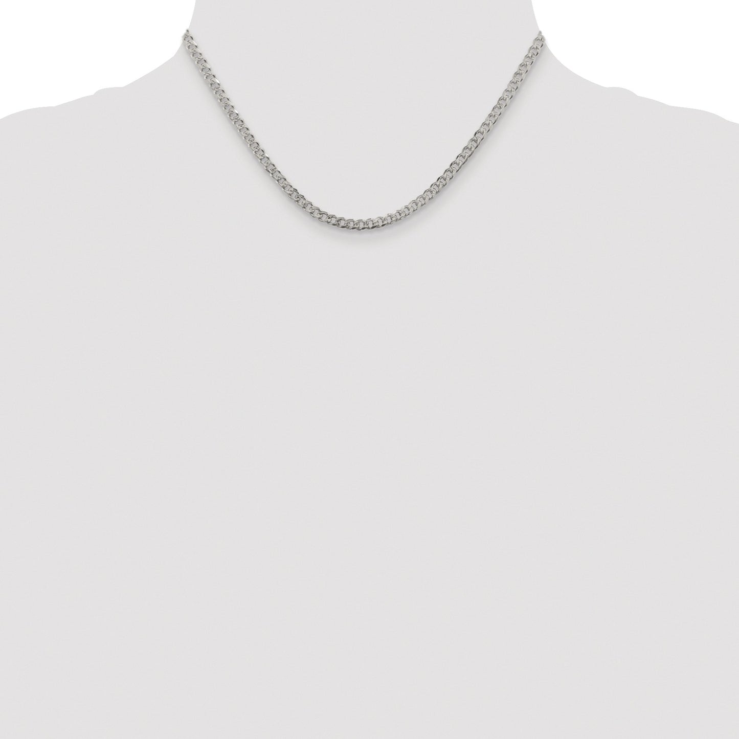 Sterling Silver Rhodium-plated 3.8mm Pav� Curb Chain
