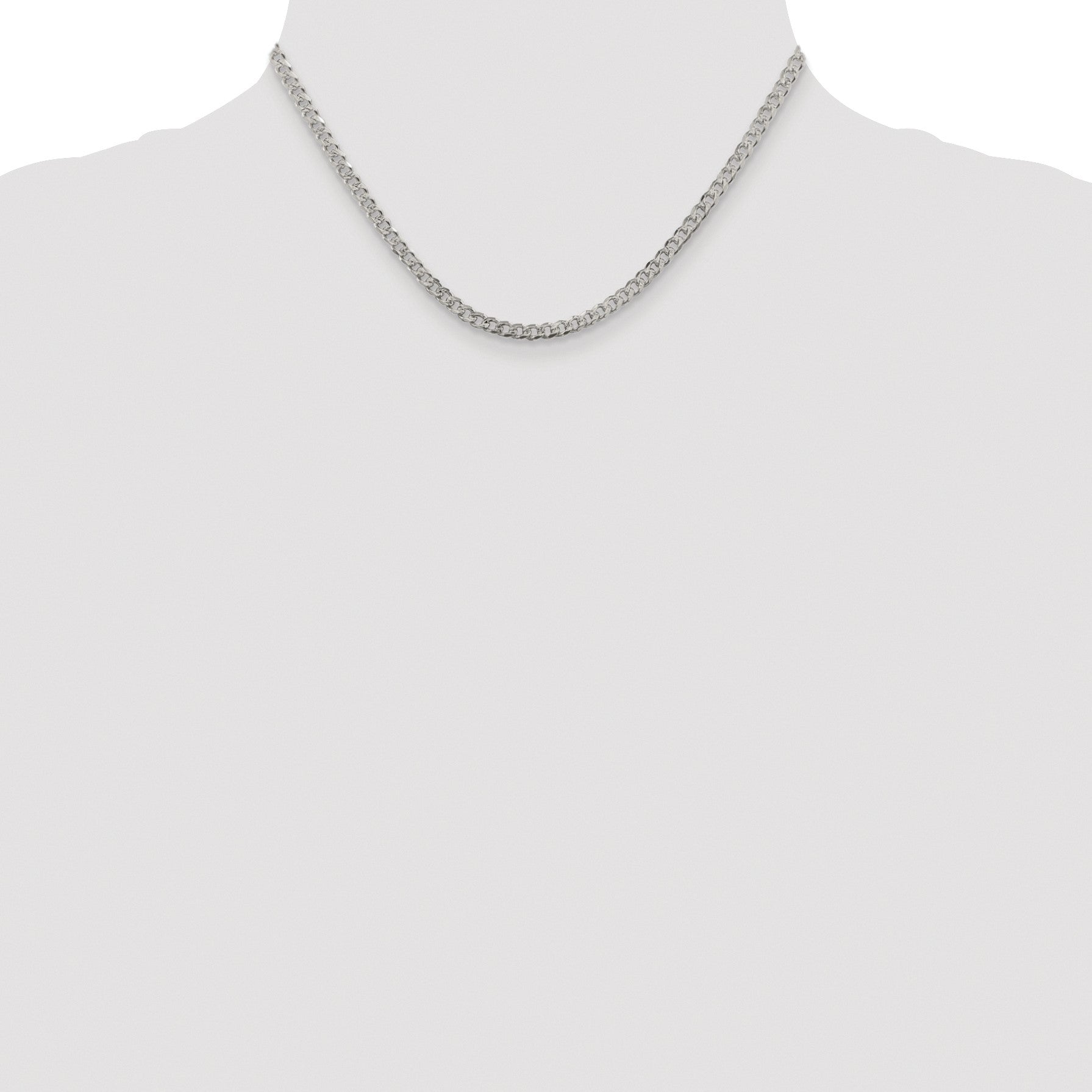 Sterling Silver Rhodium-plated 3.8mm Pav� Curb Chain