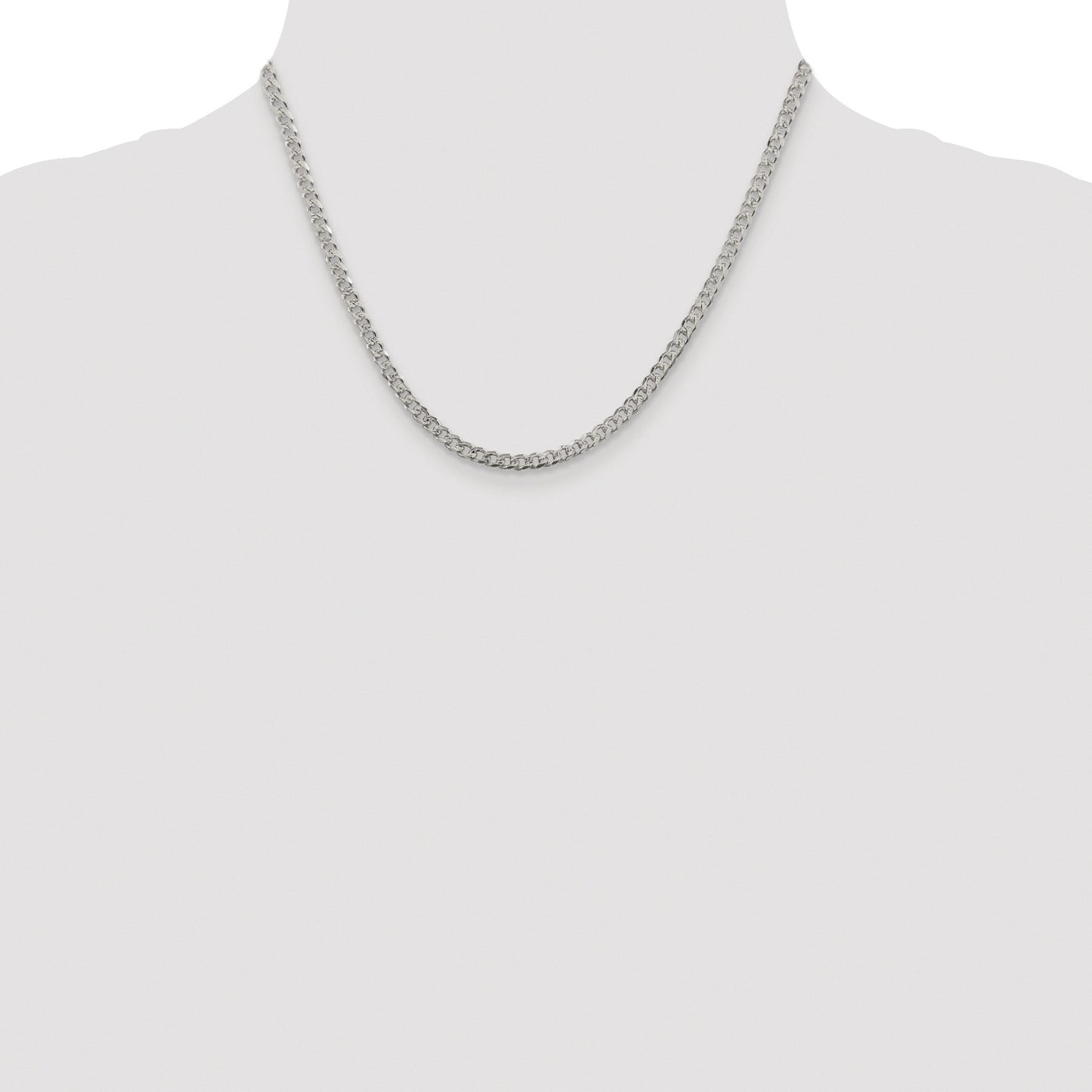 Sterling Silver Rhodium-plated 3.8mm Pav� Curb Chain