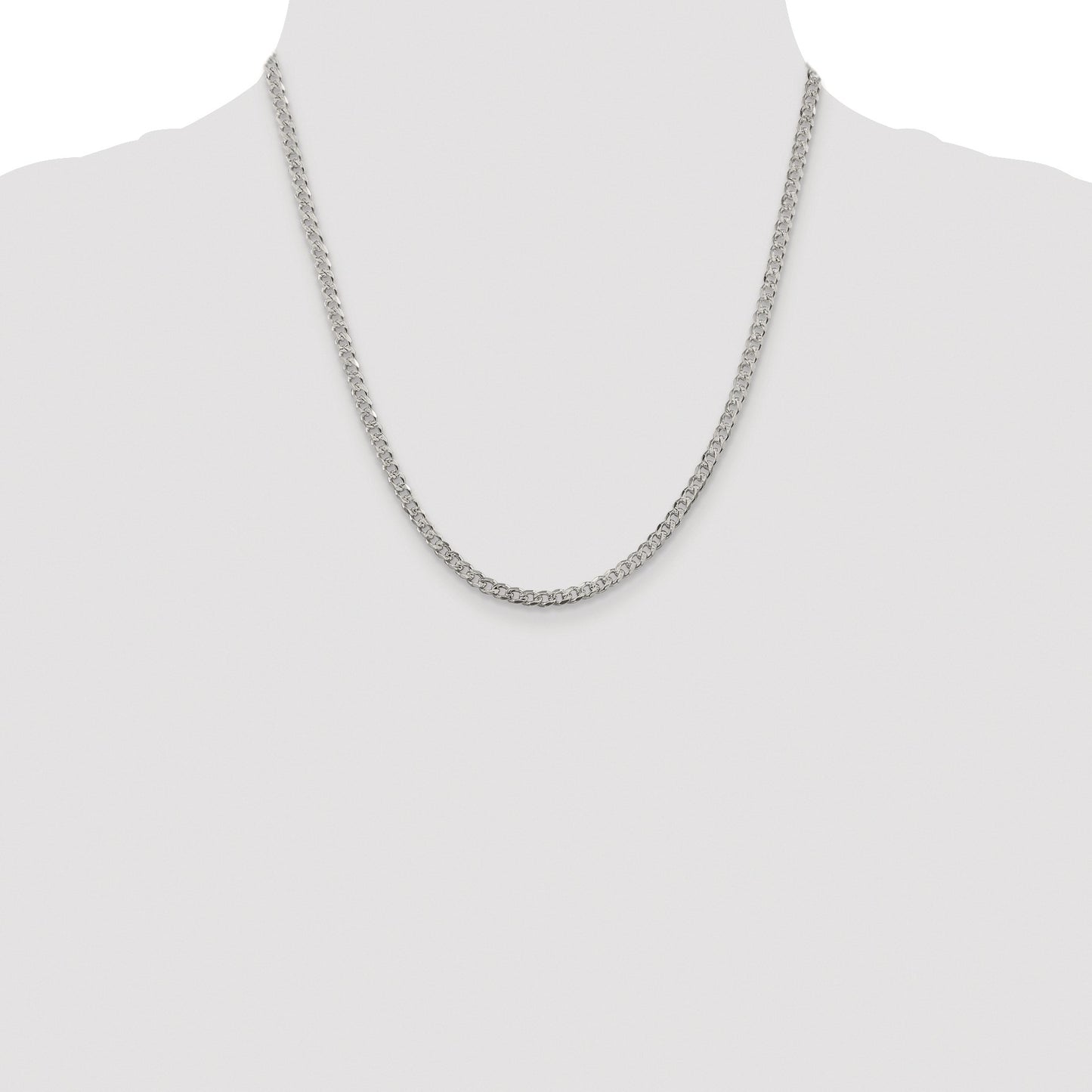 Sterling Silver Rhodium-plated 3.8mm Pav� Curb Chain