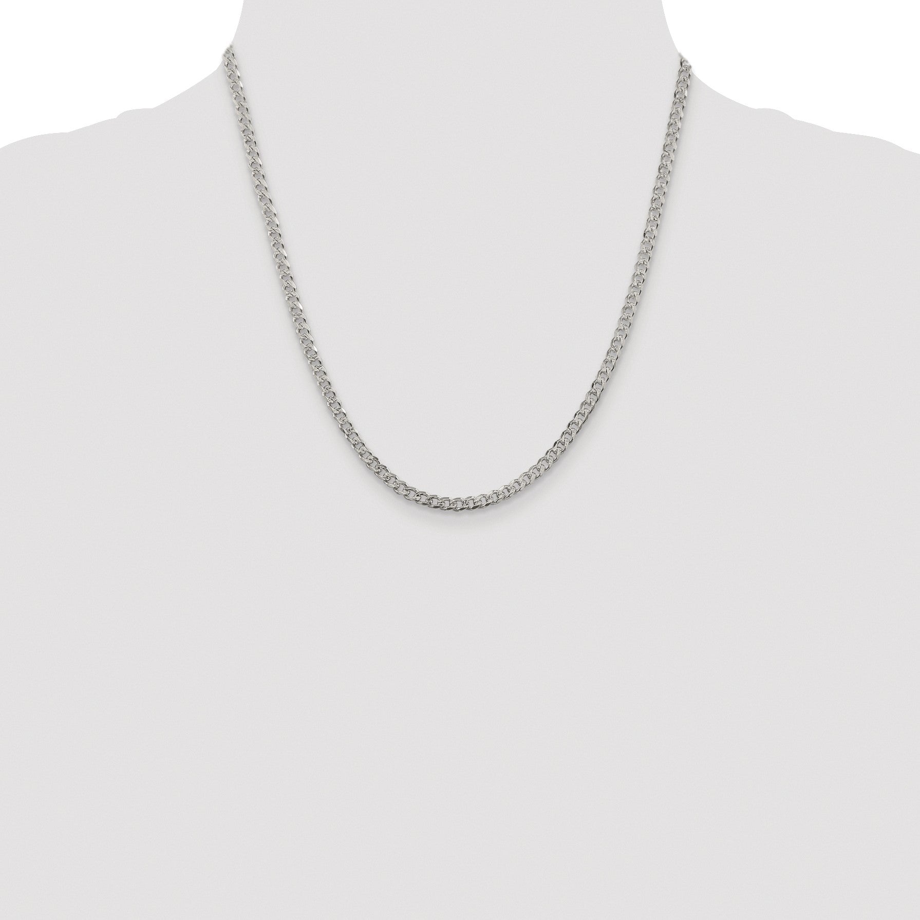 Sterling Silver Rhodium-plated 3.8mm Pav� Curb Chain