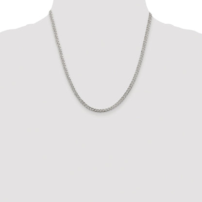 Sterling Silver Rhodium-plated 3.8mm Pav� Curb Chain