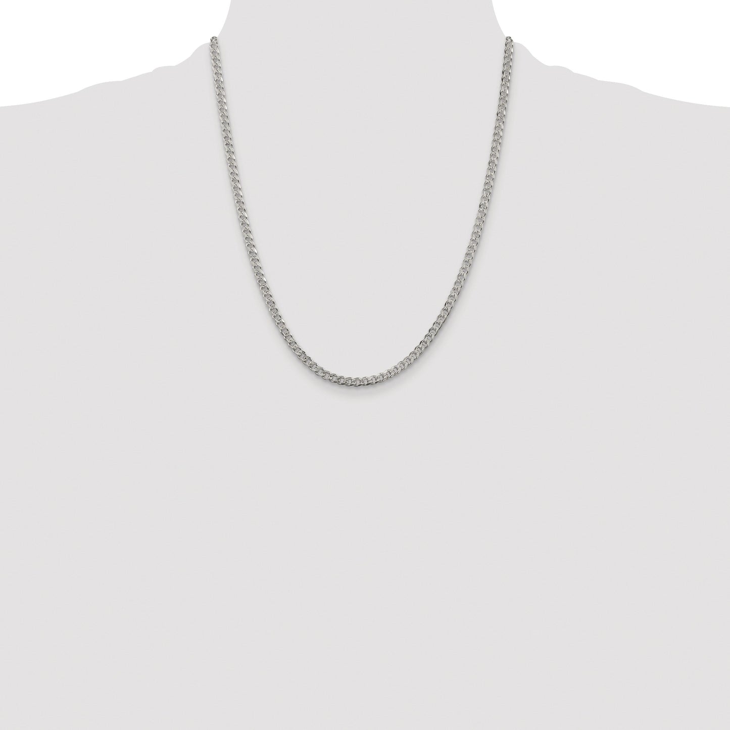 Sterling Silver Rhodium-plated 3.8mm Pav� Curb Chain