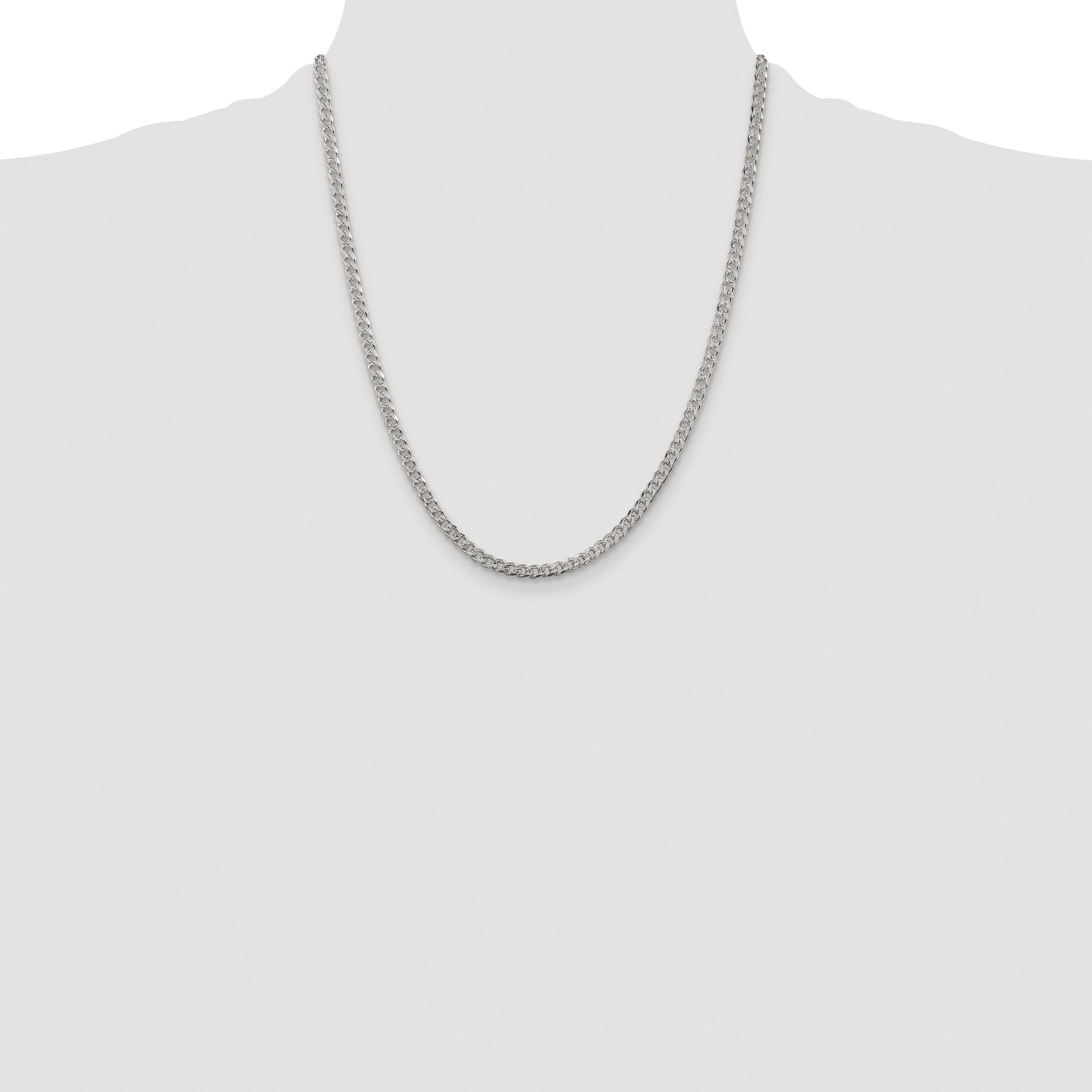 Sterling Silver Rhodium-plated 3.8mm Pav� Curb Chain