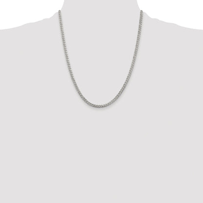 Sterling Silver Rhodium-plated 3.8mm Pav� Curb Chain