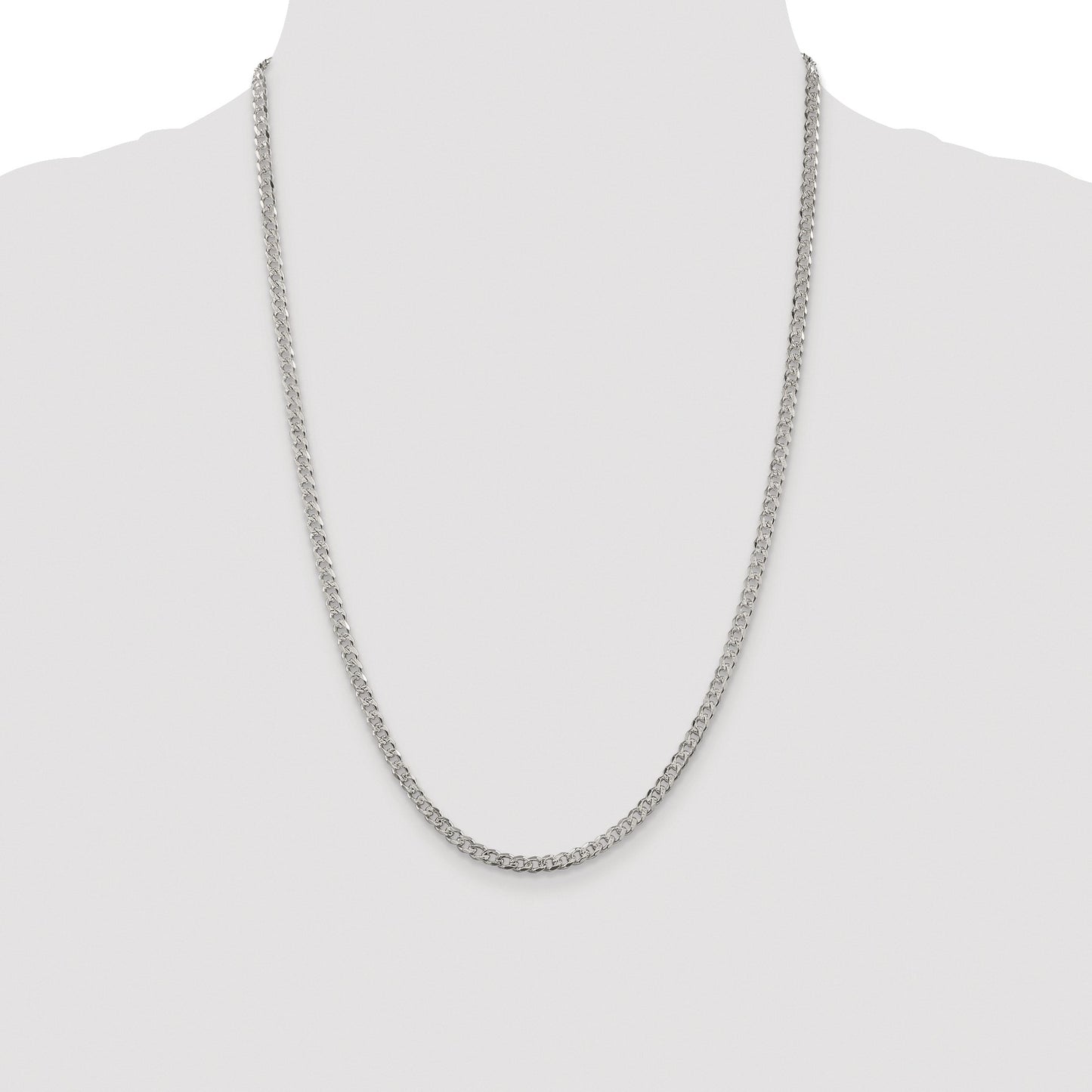 Sterling Silver Rhodium-plated 3.8mm Pav� Curb Chain