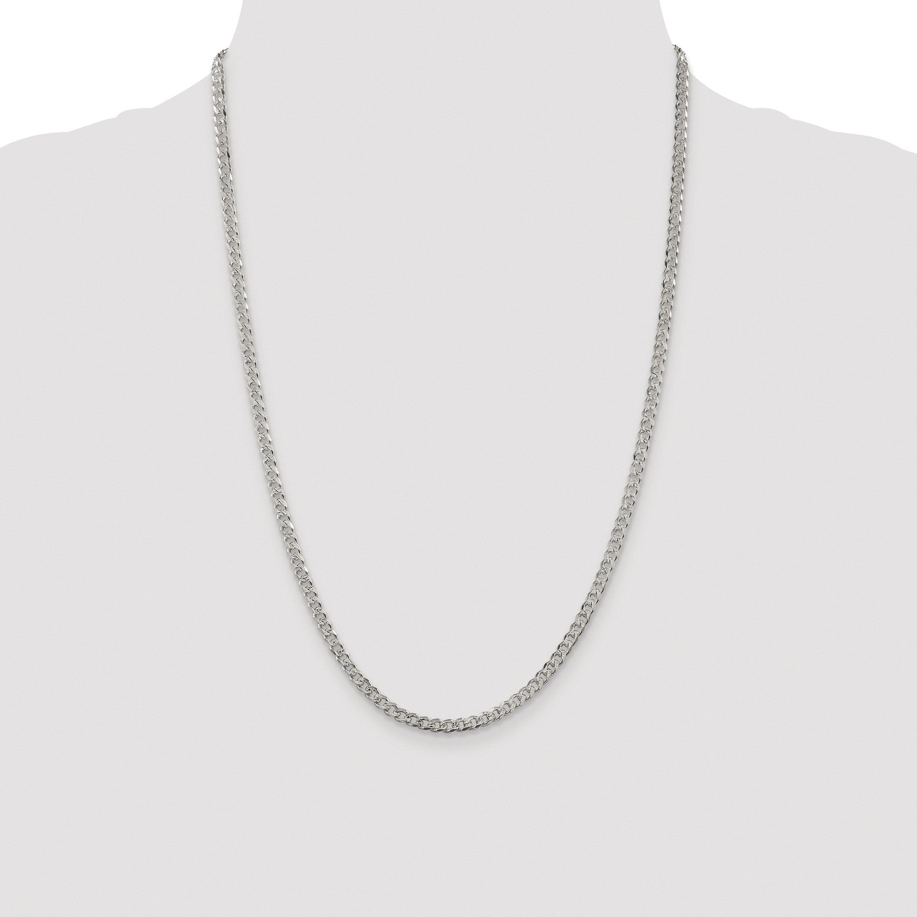 Sterling Silver Rhodium-plated 3.8mm Pav� Curb Chain