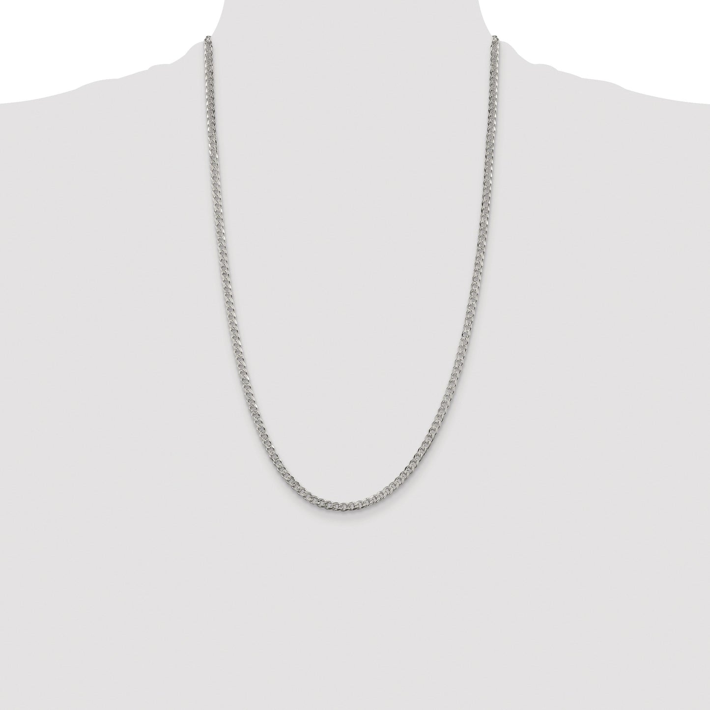 Sterling Silver Rhodium-plated 3.8mm Pav� Curb Chain