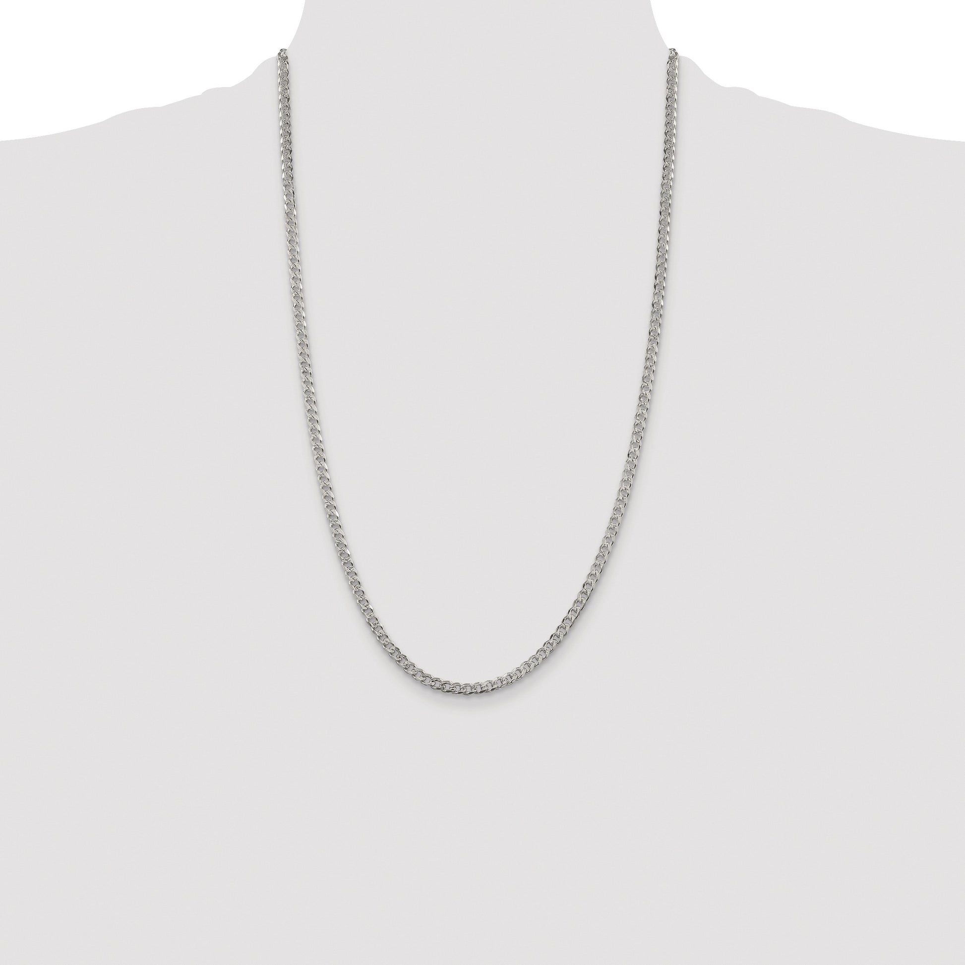 Sterling Silver Rhodium-plated 3.8mm Pav� Curb Chain