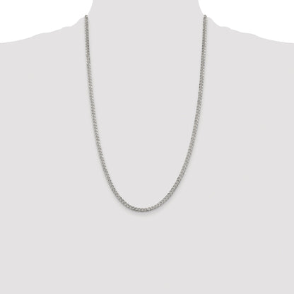 Sterling Silver Rhodium-plated 3.8mm Pav� Curb Chain