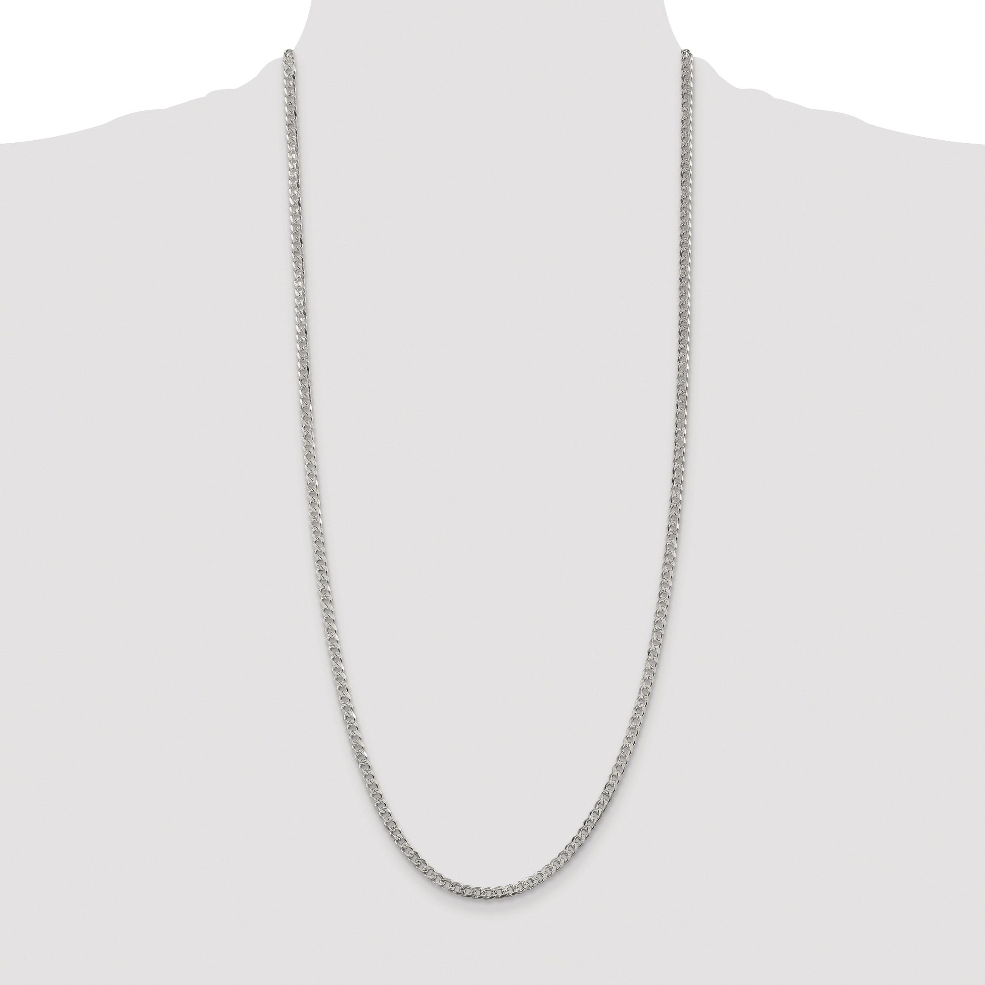 Sterling Silver Rhodium-plated 3.8mm Pav� Curb Chain