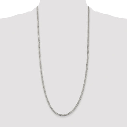 Sterling Silver Rhodium-plated 3.8mm Pav� Curb Chain