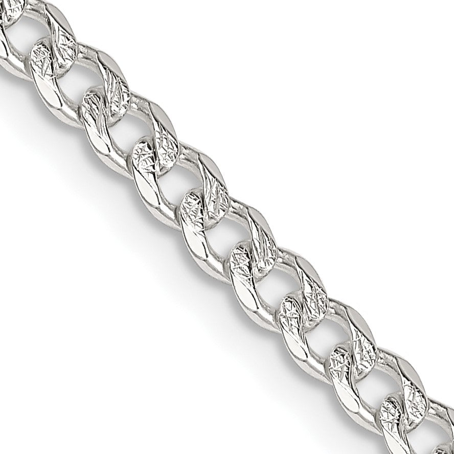 Sterling Silver 3.8mm Pav� Curb Chain