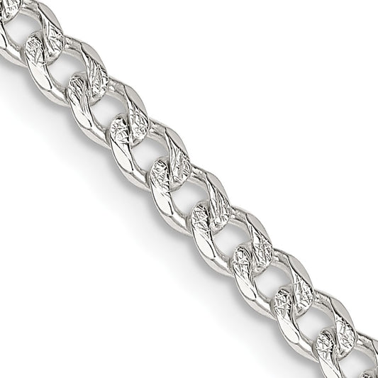 Sterling Silver 3.8mm Pav� Curb Chain