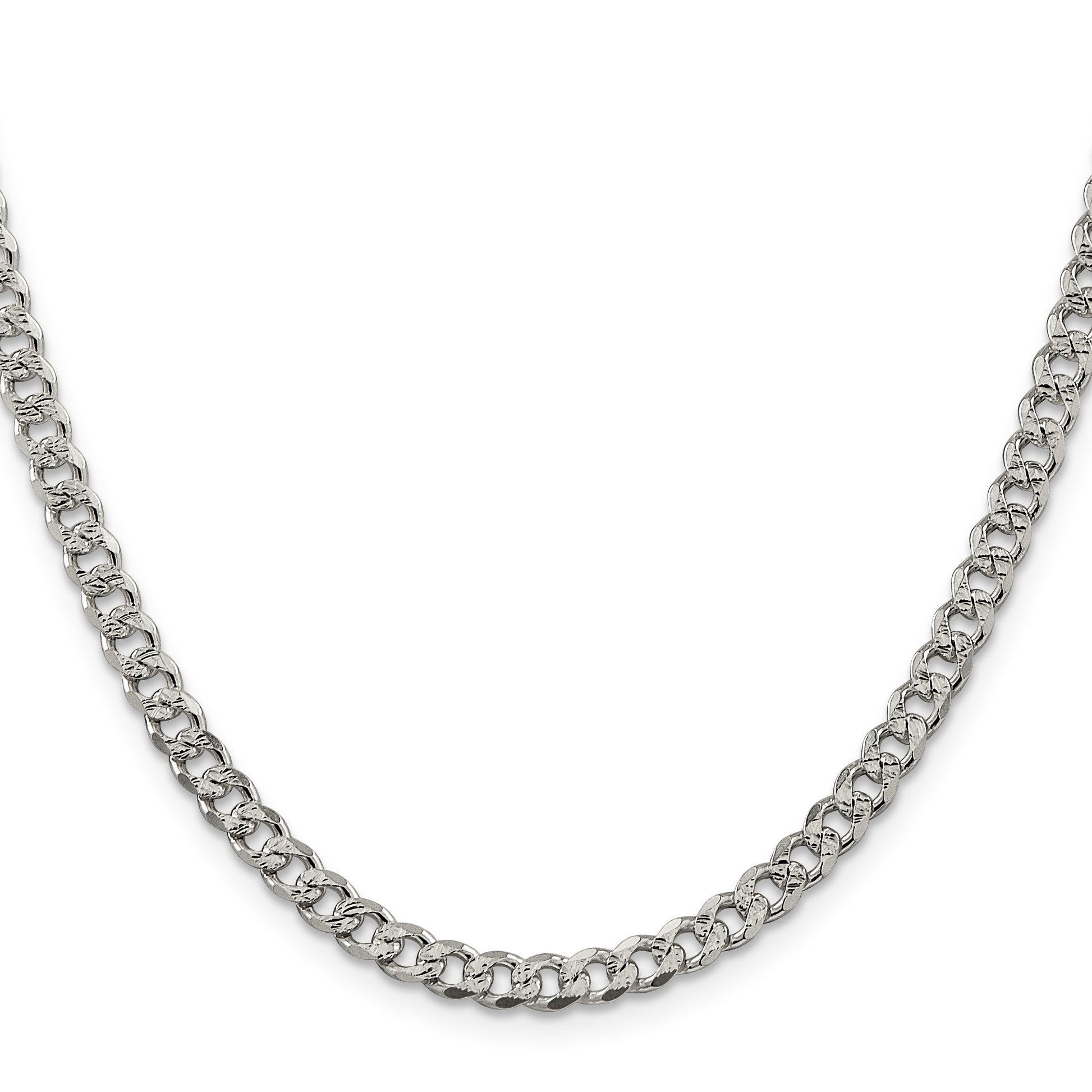 Sterling Silver 4.5mm Pav� Curb Chain