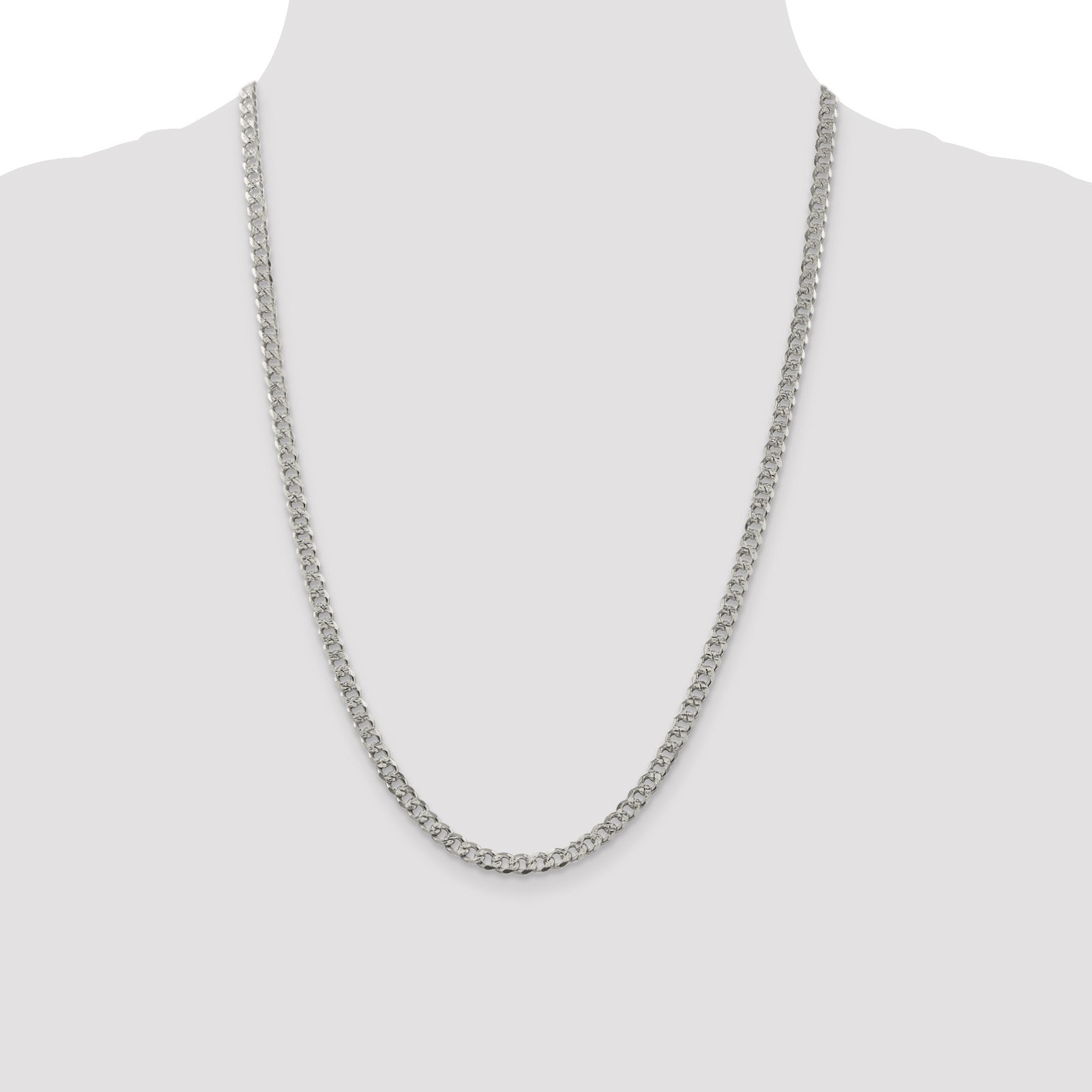 Sterling Silver 4.5mm Pav� Curb Chain