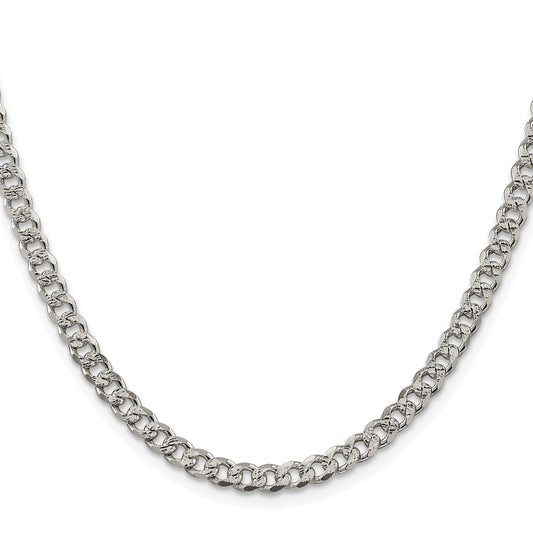 Sterling Silver Rhodium-plated 4.5mm Pav� Curb Chain