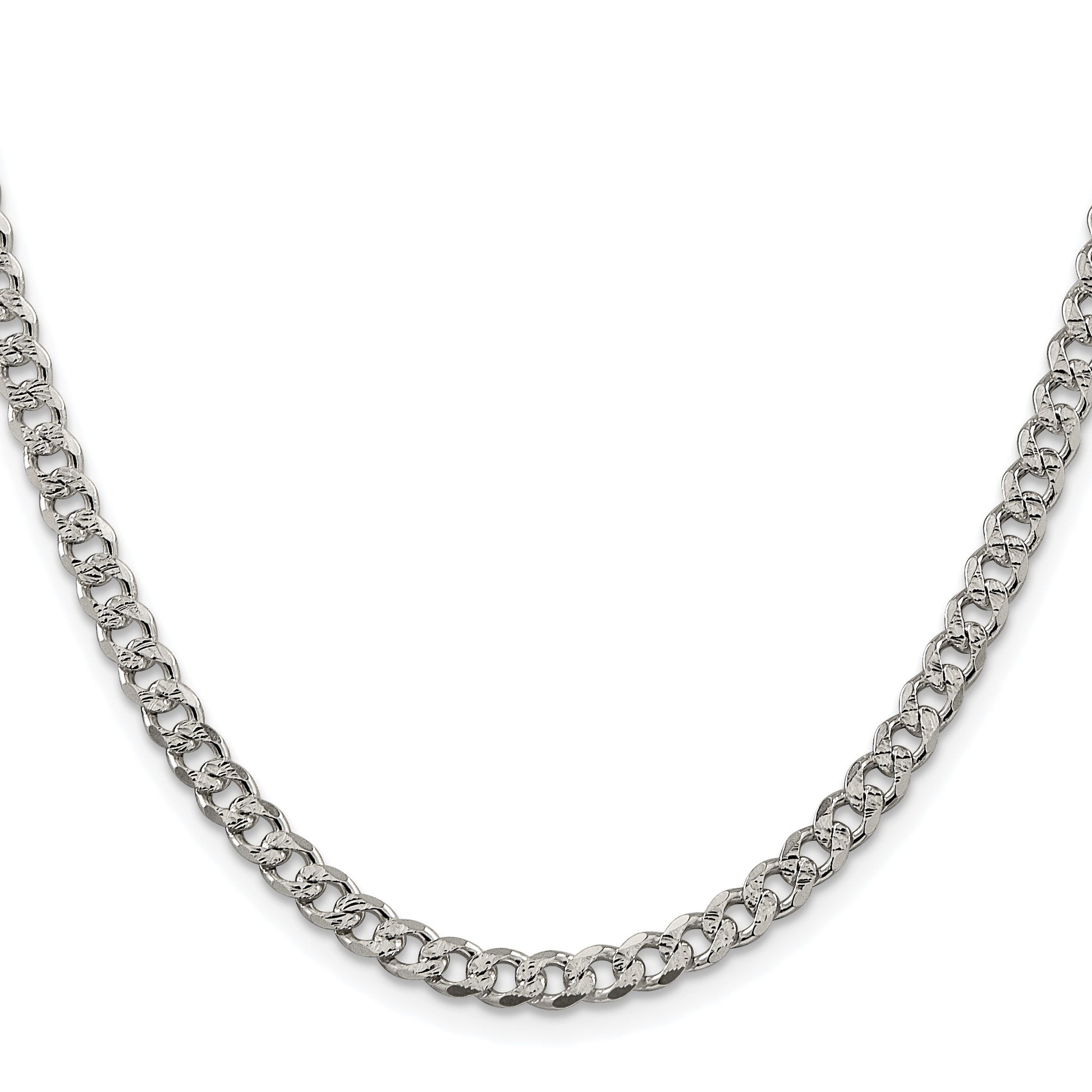 Sterling Silver Rhodium-plated 4.5mm Pav� Curb Chain