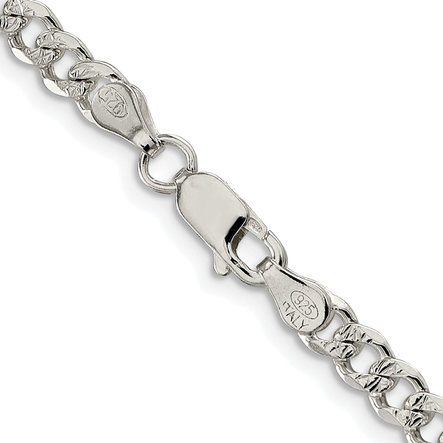 Sterling Silver Rhodium-plated 4.5mm Pav� Curb Chain