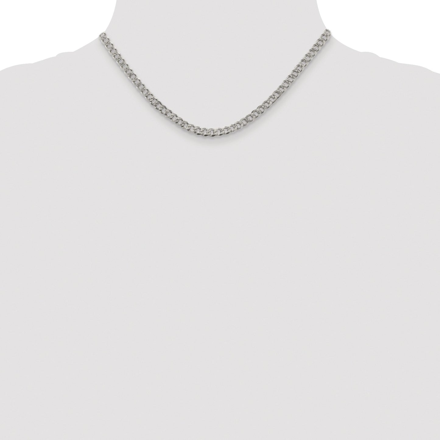 Sterling Silver Rhodium-plated 4.5mm Pav� Curb Chain