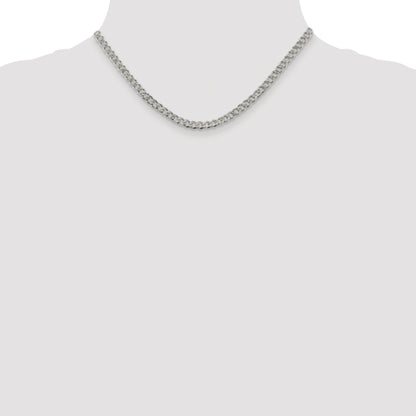 Sterling Silver Rhodium-plated 4.5mm Pav� Curb Chain