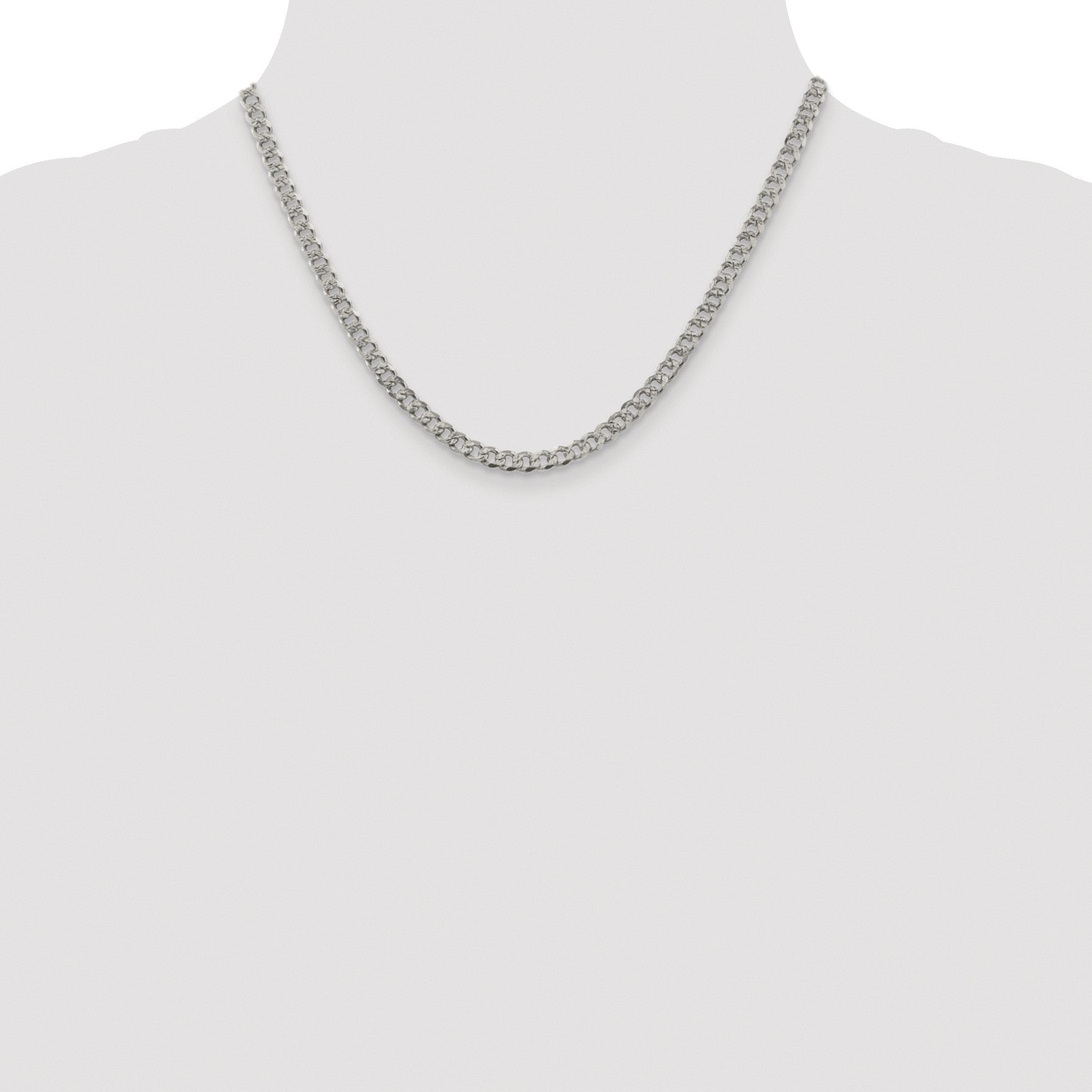 Sterling Silver Rhodium-plated 4.5mm Pav� Curb Chain