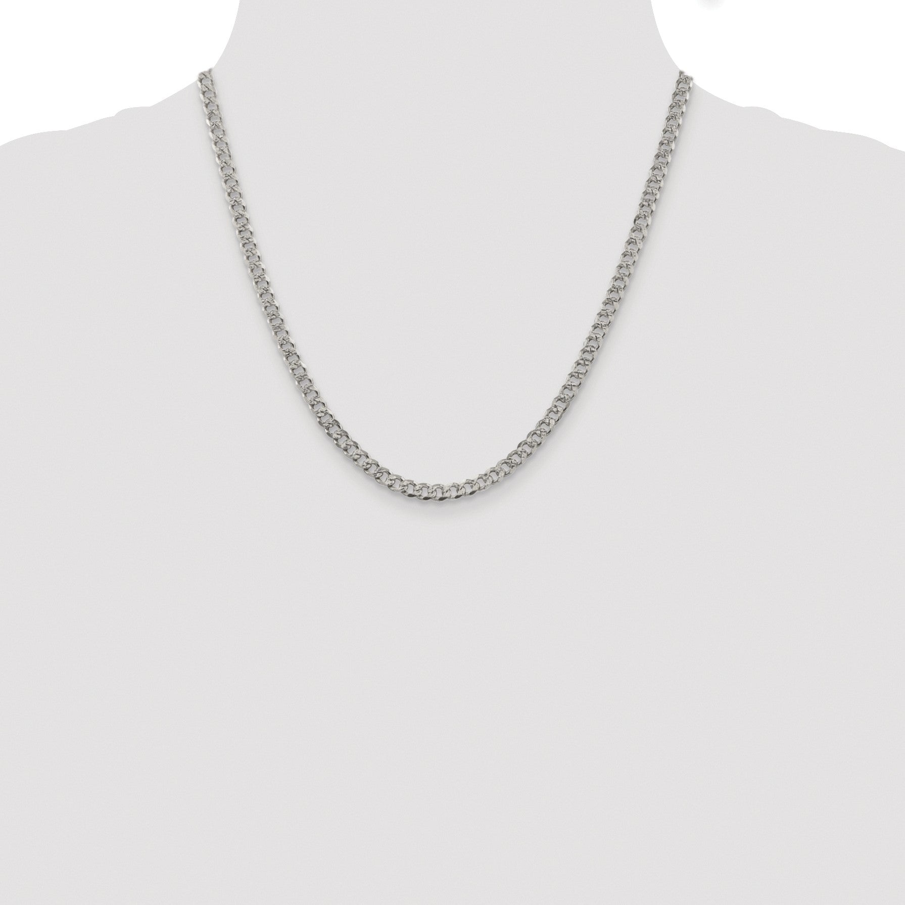 Sterling Silver Rhodium-plated 4.5mm Pav� Curb Chain