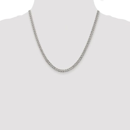 Sterling Silver Rhodium-plated 4.5mm Pav� Curb Chain