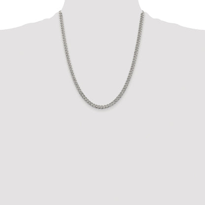 Sterling Silver Rhodium-plated 4.5mm Pave Curb Chain