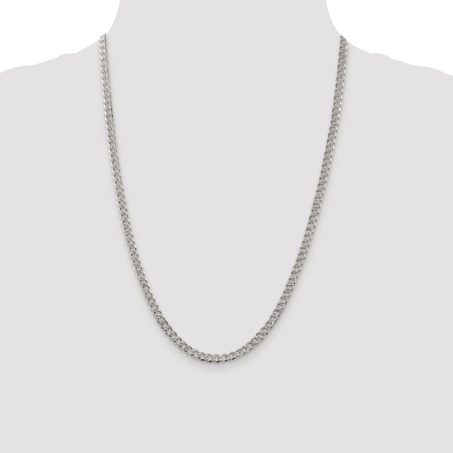 Sterling Silver Rhodium-plated 4.5mm Pav� Curb Chain