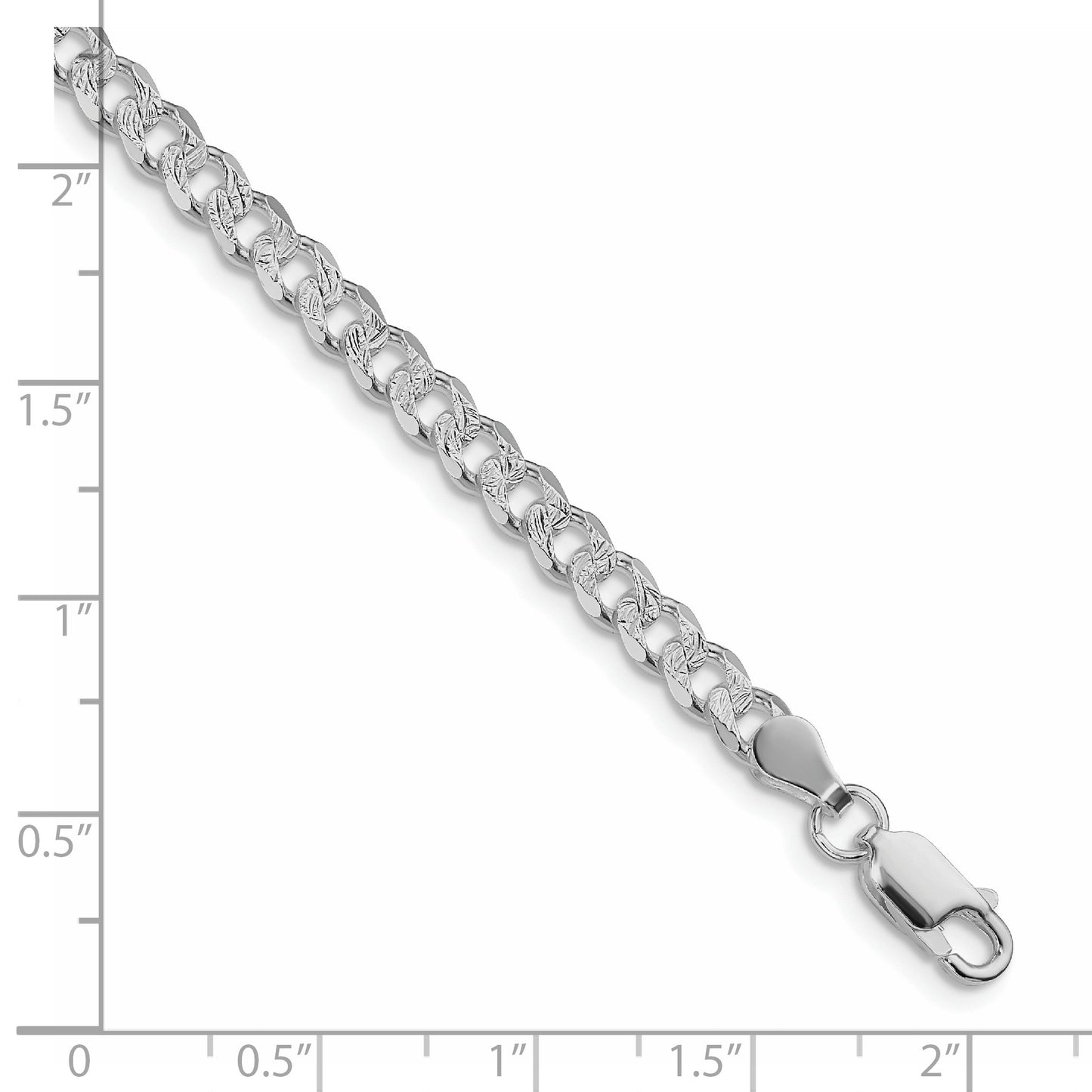 Sterling Silver Rhodium-plated 4.5mm Pav� Curb Chain