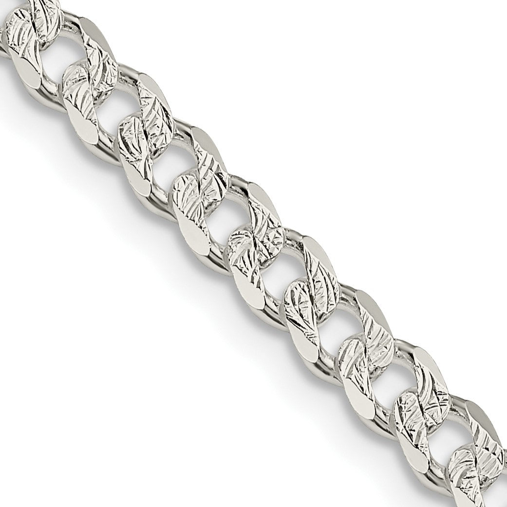 Sterling Silver 4.5mm Pav� Curb Chain
