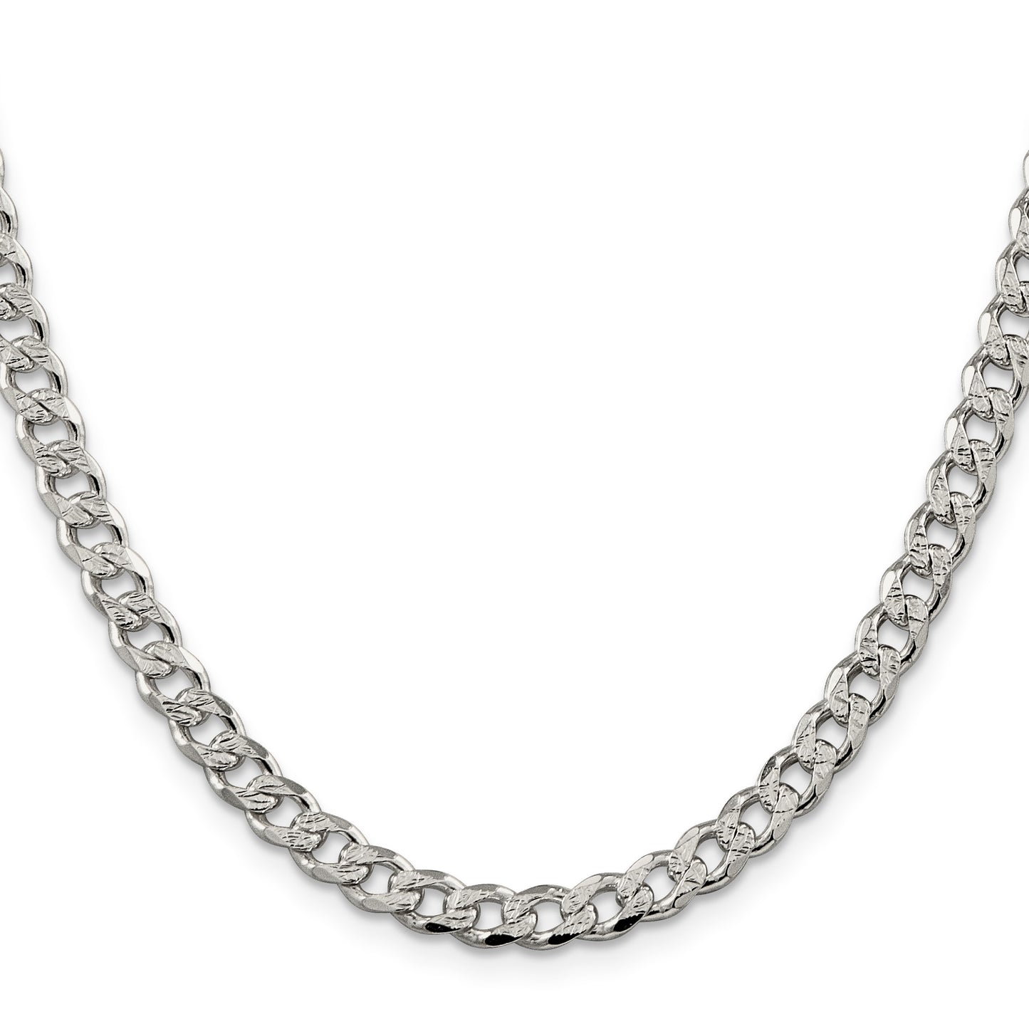 Sterling Silver 5.5mm Pav� Curb Chain