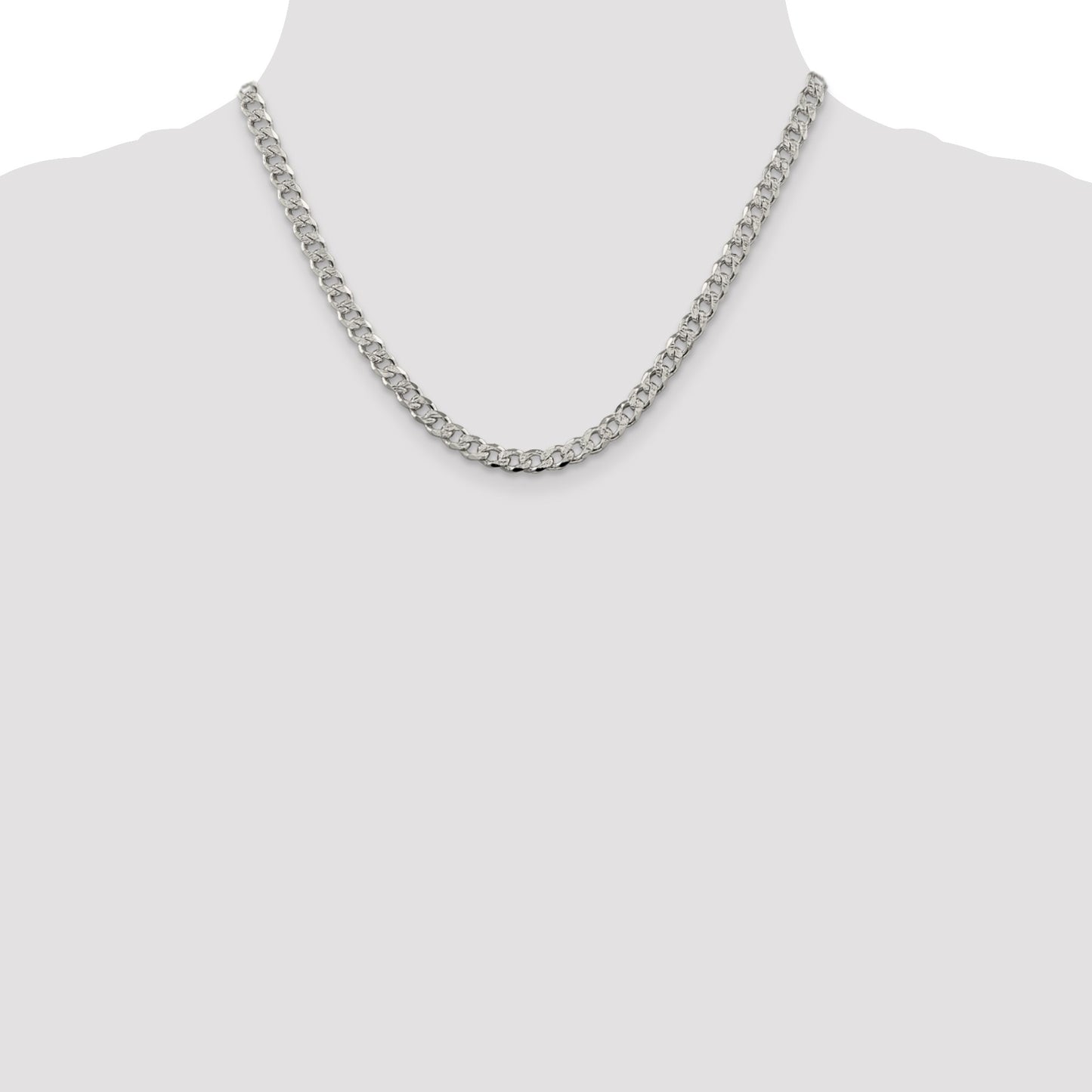 Sterling Silver 5.5mm Pav� Curb Chain